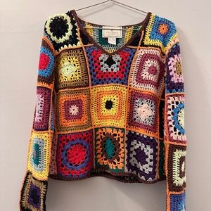 EXPRESS Tricot Vintage Crochet Sweater Top Small